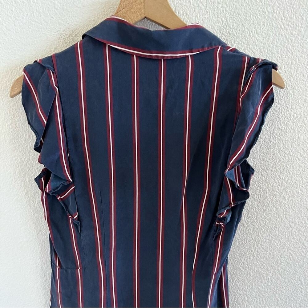 INTERMIX Mila Flutter Sleeve Day Dress Blue Red 100% Silk XS - Picture 6 of 7